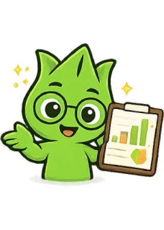 Sprigg mascot presenting charts